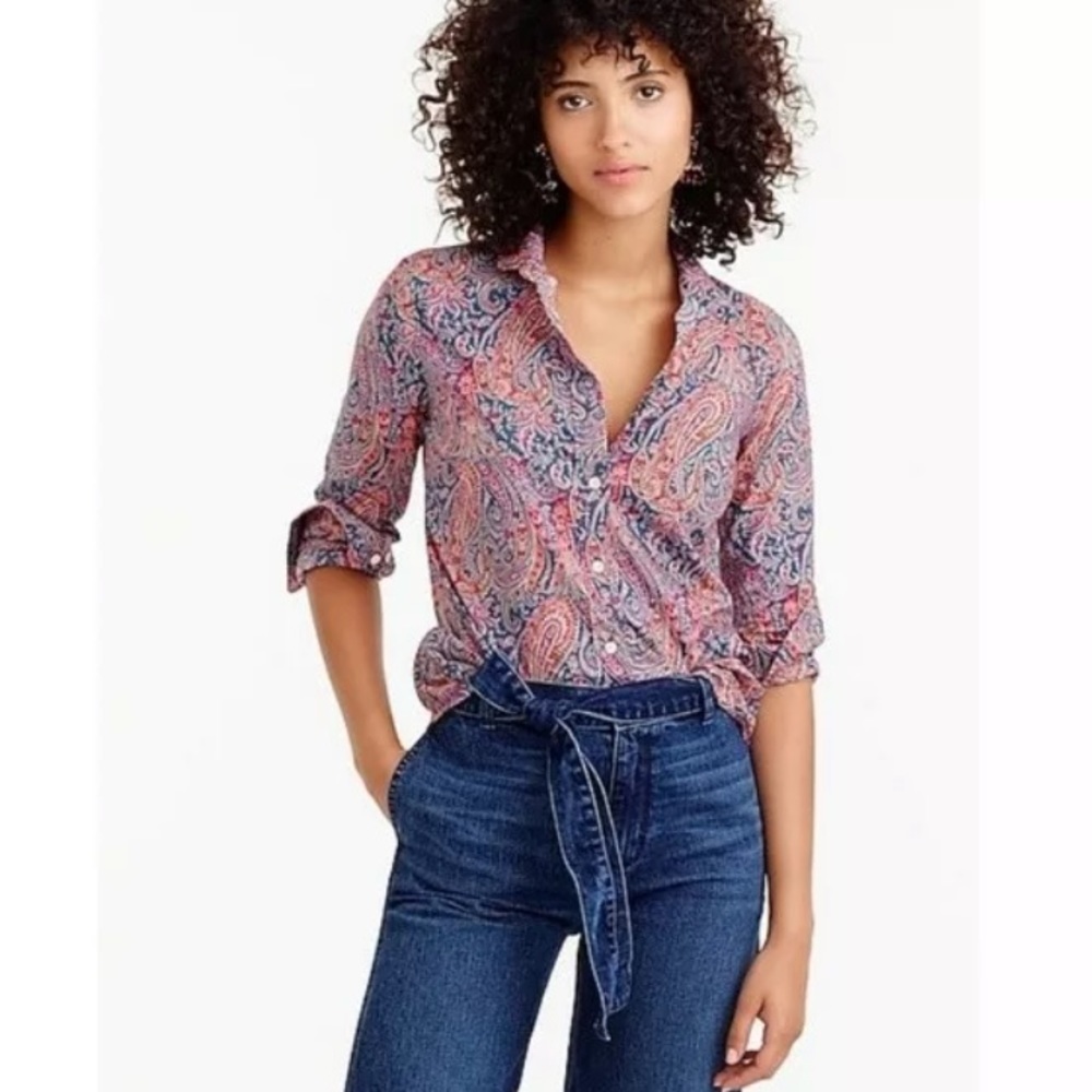 J Crew Felix Isabella Long Sleeve Button Down Sz 2